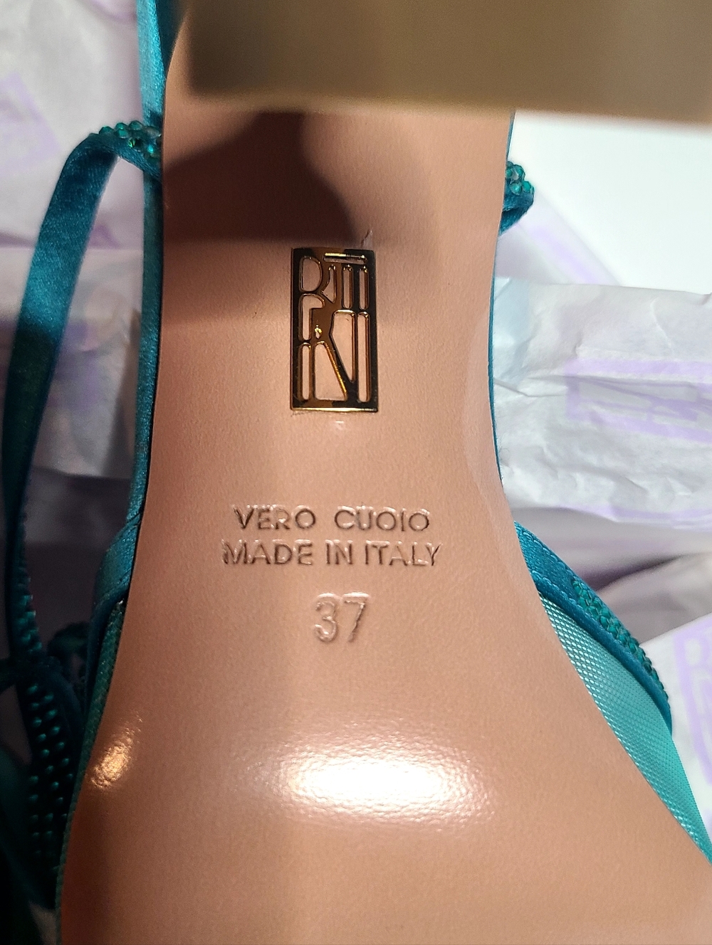 Britt Netta Dani Teal Lace-up Womens Heels Size 37 EU, 6 US Made In italy NW/BOX - Picture 4 of 4